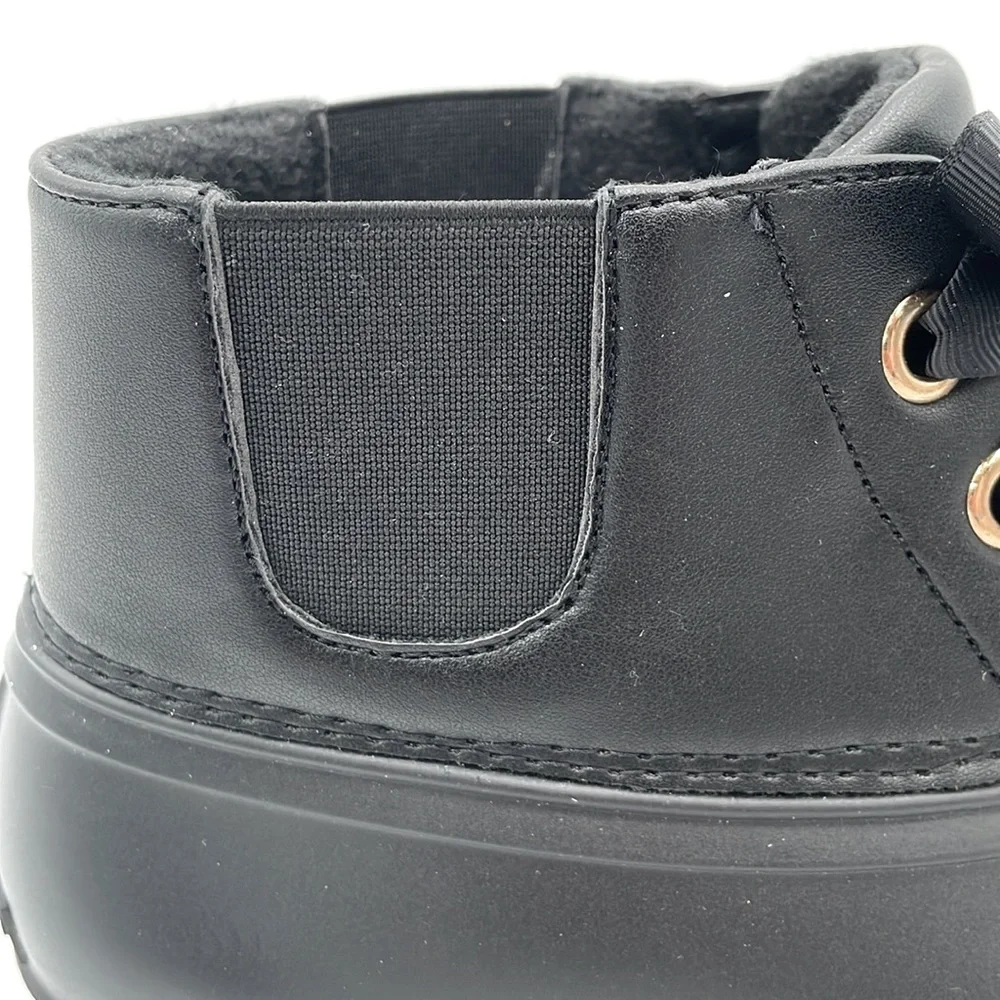 Jack‎ Rogers Black Ribbon Lace Up Rain Boots Duck Boots Rubber Booties - 6